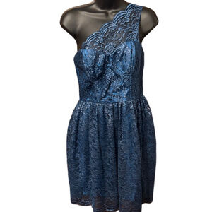City Studio Blue One Shoulder Lace Dress